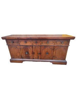 Particolare Credenza Madia Dispensa Luigi XIV in noce Emiliana