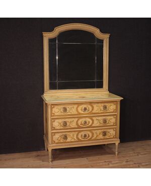 Dresser in lacquered wood with mirror Louis XVI style from the 20th century