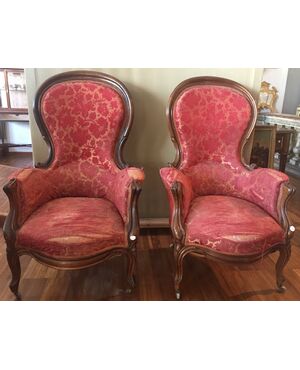 Coppia bergere francesi del 1800 stile Luigi Filippo di ritappezzare