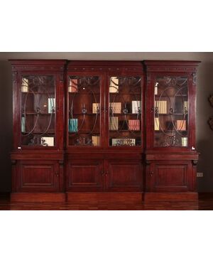 Grande bookcase libreria Inglese stile Regency del 1800 in mogano