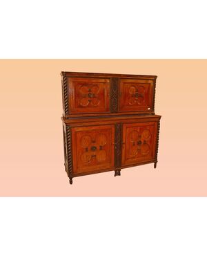 Bellissima Credenza italiana doppio corpo particolare eclettica