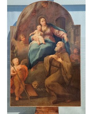 Madonna con bambino e San Francesco da Paola, Olio su tela, Epoca '700