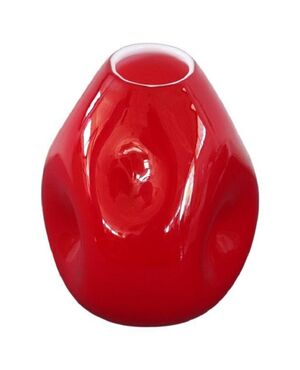 Raffinato vaso rosso in vetro incamiciato, Murano anni '70 PREZZO TRATTABILE