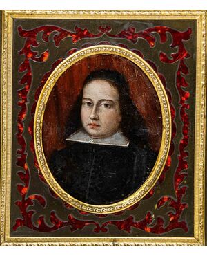 XVII secolo, Ritratto di uomo, olio su rame 