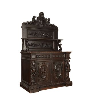 Credenza con Alzata Neorinascimento Italia Fine XIX Secolo