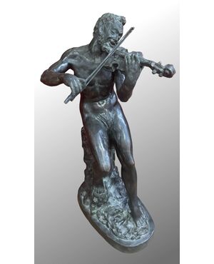 SATIRO CHE SUONA IL VIOLINO – SCULTURA IN TERRACOTTA  XX Secolo