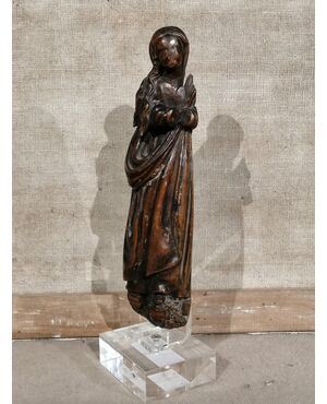 Scultura del XV secolo in legno  - Maddalena trasportata dagli angeli