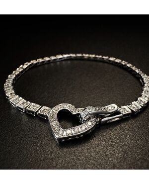 Bracciale  Tennis  con  chiusura  a  cuore  con  Diamanti 