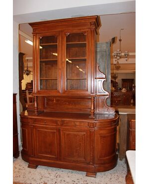 Grande credenza stile Luigi Filippo in legno di Rovere del 1800