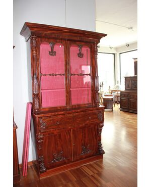 Vetrina Libreria BookCase Inglese Stile Regency di metà 1800 in mogano