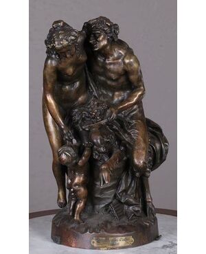 Antica statua in bronzo francese del 1800 firmata Clodion (1738-1814)