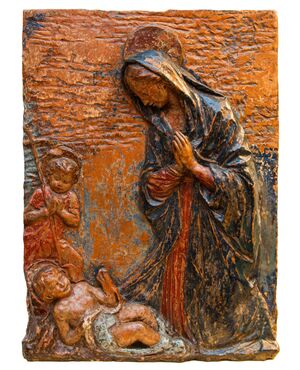 XVII secolo, Toscana, Madonna in adorazione del Bambino con San Giovannino