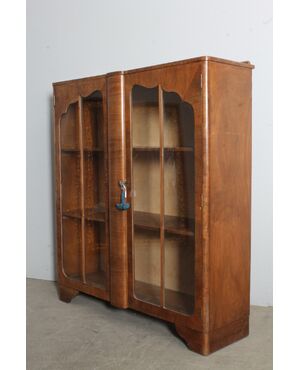 Antica vetrina - libreria art deco in noce 1940 Mis cm 106 x 33 .h 118