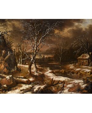 Paesaggio invernale, Nicolaes Molenaer (Haarlem 1630 ca - 1676) attribuibile