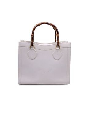 GUCCI Borsa Shopper Vintage in Pelle Col. Bianco Diana Bamboo M