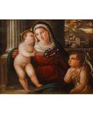 Maestro veneto del XVI secolo, 1530 -1550   Madonna con Bambino e S. Giovannino