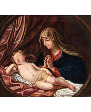 Adele Pinot (1848), da Guido Reni (Bologna, 1575 –1642)  Madonna in adorazione del Bambino dormiente