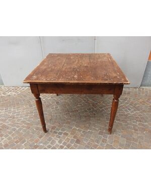 TAVOLO QUADRATO ARTE POVERA PIEMONTE  cm L101xP108xH 80 