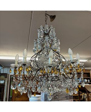 Antico  e bellissimo Lampadario Chandelier  in cristalli 10 Luci a più Livelli . Mis diametro cm 70  h cm 80 