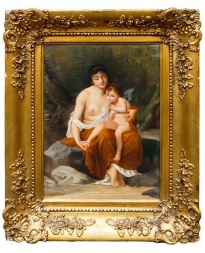 Seguace di William-Adolphe Bouguereau (1825 – 1905), Musa e angelo