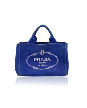 PRADA Borsa Shopper in Tela Col. Blu Canapa S