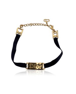 CHRISTIAN DIOR Bracciale Vintage in Tela Col. Nero