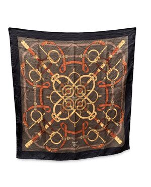 HERMES Foulard Vintage in Seta Col. Nero Eperon D'Or