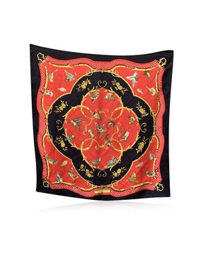 HERMES Foulard in Seta Col. Rosso La Cle Des Champs