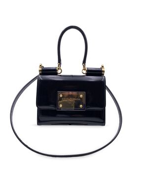 DOLCE & GABBANA Borsa a Mano in Pelle Lucida Col. Nero 90s Sicily S