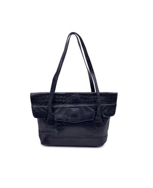 ENRICO COVERI Borsa Shopper Vintage in Pelle Col. Nero M