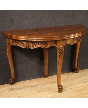 Demilune table with geometric decorations from the 20th century