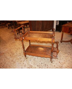 Carrello porta vivande del 1800 Francese in Legno di Noce