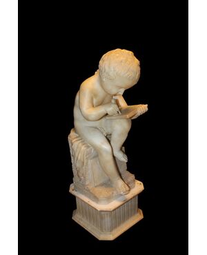 Scultura in marmo Francese del 1800 raffigurante putto