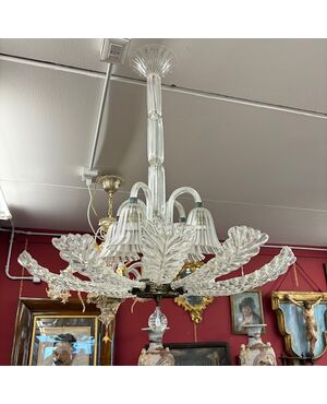 Antico splendido Lampadario Ercole Barovier . anni 30 art decò  .Vetro Murano. 