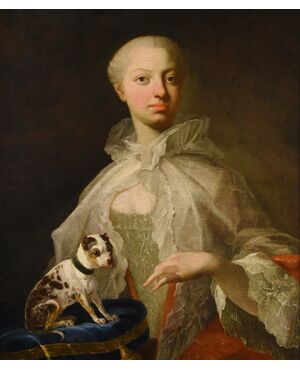 Ritratto di nobildonna con cagnolino, Louis Michel van Loo (Toulon 1707– Parigi 1771)