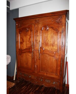 Armadio Bretone francese di fine 1700 in legno di rovere