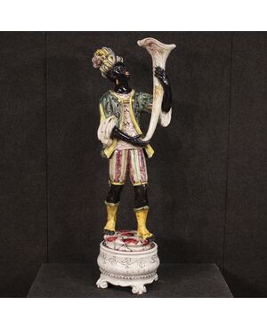 Italian sculpture in glazed ceramic Venetian Moor