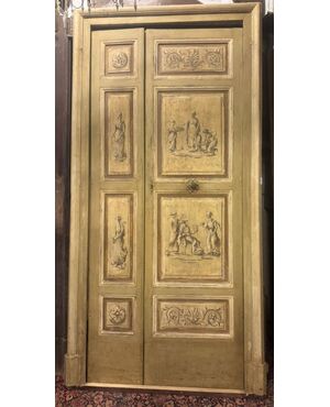 PTL686 - Porta in legno laccato, luce cm L 97 (62+35) x H 226  