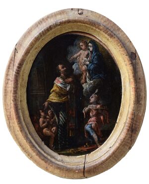 Rame XVII secolo San Nicola di Bari con la Vergine e il Bambino