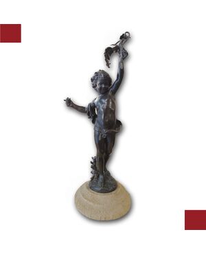 STATUETTA IN BRONZO DIONISO BAMBINO MOREAU FINE XIX SECOLO