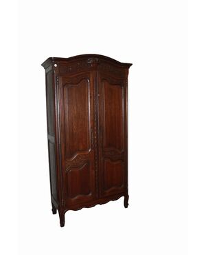 Piccolo armadio Stipo francese a 2 porte stile Provenzale di inizio 1800 in legno di rovere