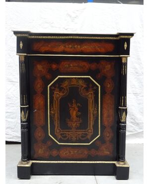 Credenza 1 anta intarsiata figure neoclassiche bronzi Napoleone III 1880 Francia