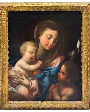 Madonna con Bambino e S. Giovannino - dipinto su tela XVII secolo