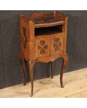 Genoese bedside table in inlaid wood from the 20th century