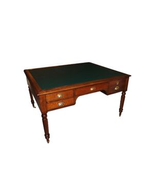 Grande scrivania Partners Desk francese di fine 1800 