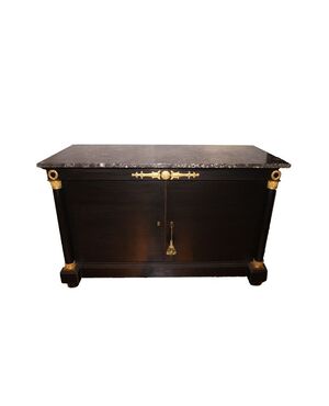 Antica credenza stile Impero Laccata nera del 1800 francese Restaurata 