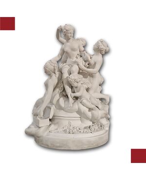 GRUPPO SCULTOREO IN BISCUIT “TOILETTE DI VENERE” META’ DEL XIX SECOLO 