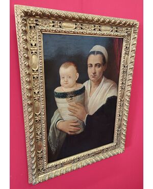 Ritratto di donna con bambino scuola bolognese XVI/XVII secolo
