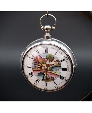 Orologio inglese con scappamento a verga e quadrante dipinto, 1812 