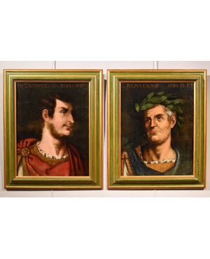 Ritratti di Giulio Cesare e Ottaviano, Tiziano Vecellio (Pieve di Cadore 1490 - Venezia 1576) seguace di